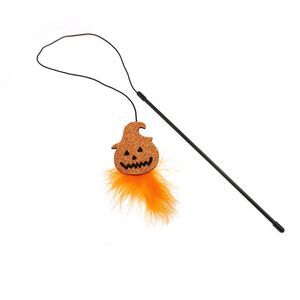 Pumpkin Pattern Cat Playing Rod Black Orange